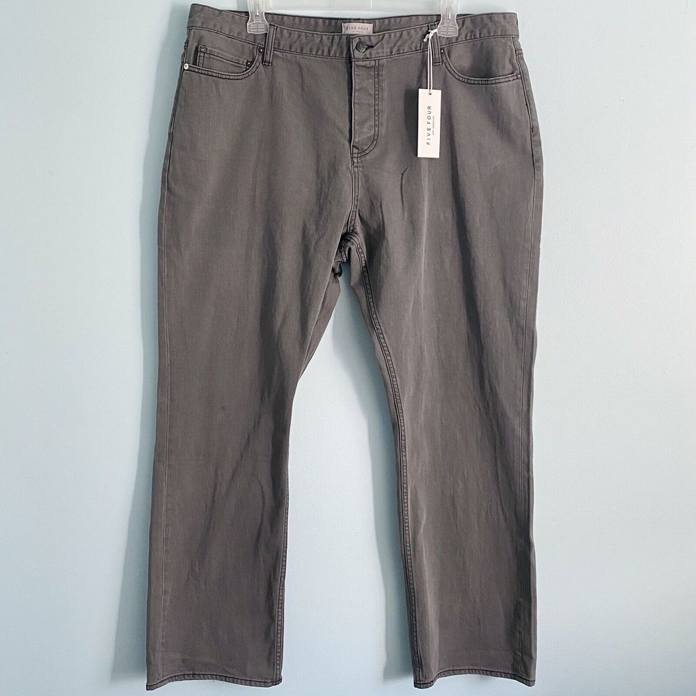 Five Four Ferdi Men’s 42 (Actual 44x33) Gray Denim Straight Leg Button Fly Jeans